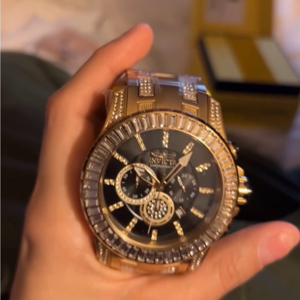 Invicta Men's Watch with Gold and Black Accents